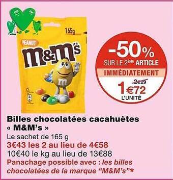 Monoprix Billes Chocolatées Cacahuètes «m&m's» offre