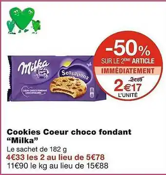 Monoprix Cookies Cœur Choco Fondant offre