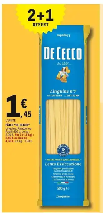 E.Leclerc Express Pâtes "Deco Cecco" offre