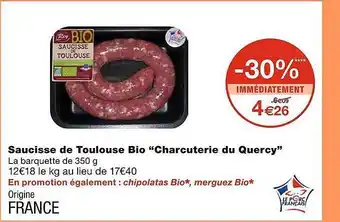 Monoprix Saucisse De Toulouse Bio offre