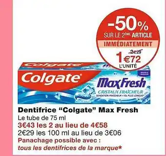 Monoprix Dentifrice offre