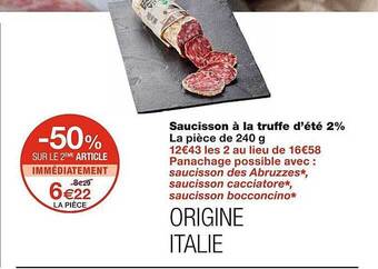 Monoprix Saucisson à La Truffe D'été 2% offre