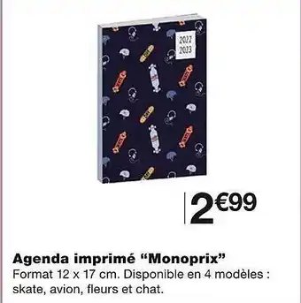 Monoprix Agenda Imprimé offre