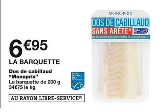 Monoprix Dos De Cabillaud offre