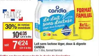 Cora x Carrefour Lait Sans Lactose Léger, Doux & Digeste Candia offre