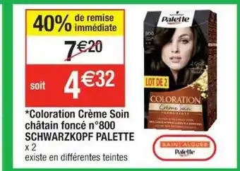 Coloration Crème Soin Châtain Foncé N°800 Schwarzkopf Palette