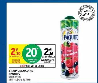 Intermarché Hyper Sirop Grenadine Paquito offre
