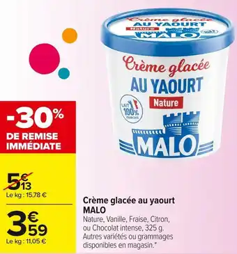 Carrefour Market Malo crème glacée au yaourt offre