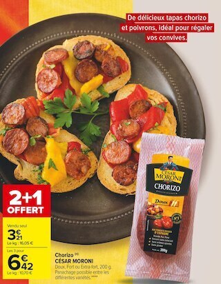 Carrefour Market César moroni chorizo offre