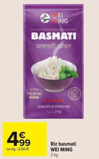 Carrefour Market Wei ming riz basmati offre