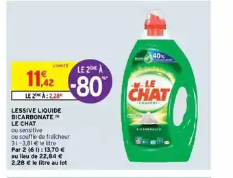 Intermarché Express Lessive Liquide Bicarbonate Le Chat offre