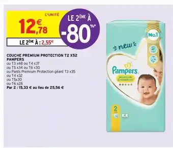 Intermarché Express Couche Premium Protection T2 X52 Pampers offre