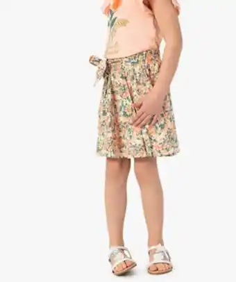 Gémo Jupe fille fluide et fleurie avec ceinture à nouer vue1 - gemo (enfant) - gemo offre
