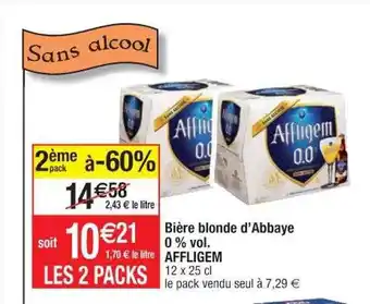 Cora x Carrefour Bière Blonde D'abbaye 0% Vol. Affligem offre