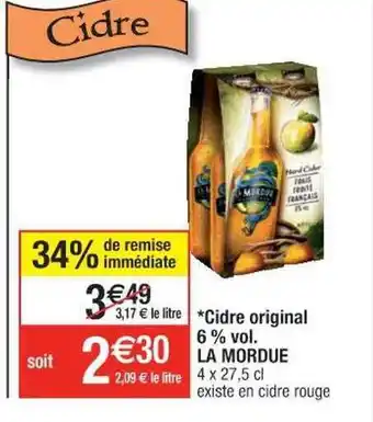 Cora x Carrefour Cidre Original 6% Vol. La Mordue offre