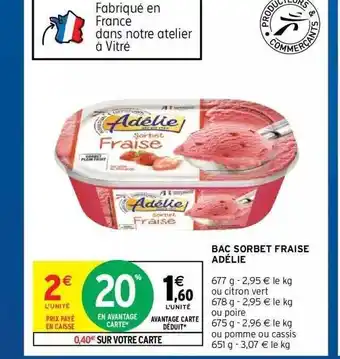 Intermarché Hyper Bac Sorbet Fraise Adélie offre