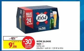 Intermarché Hyper Bière Blonde 1664 offre