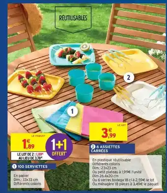 Intermarché Hyper 100 Serviettes Ou 6 Assiettes Carrées offre