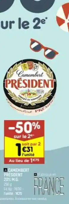 Leader Price Camembert Président offre