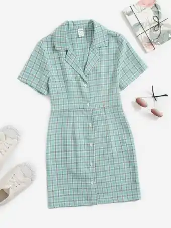 SheIn Shein fille robe chemise à imprimé tartan offre