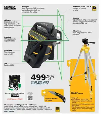 Niveau Laser Multiligne X3g - 360° Vert Stanley Fatmax