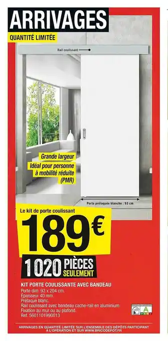 Brico Dépôt Kit Porte Coulissante Avec Bandeau offre