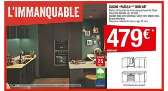Brico Dépôt Cuisine «pasilla» Noir Mat offre