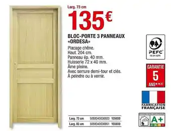 Brico Dépôt Bloc-porte 3 Panneaux «ordesa» offre