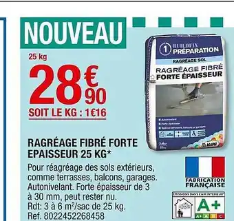 Brico Dépôt Ragréage Fibré Forte épaisseur 25 Kg offre