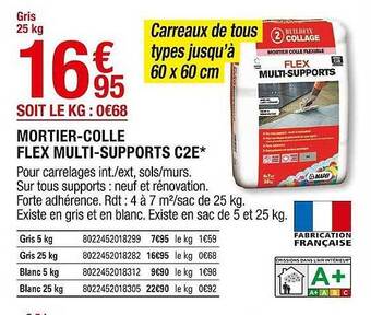 Brico Dépôt Mortier-colle Flex Multi-supports C2e offre