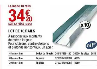 Brico Dépôt Lot De 10 Rails offre