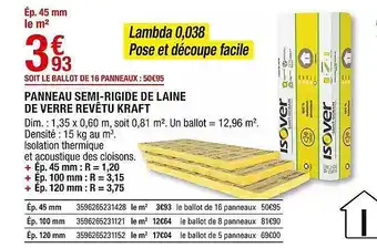 Brico Dépôt Panneau Semi-rigide De Laine De Verre Revêtu Kraft offre