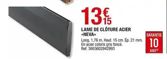 Brico Dépôt Lame De Clôture Acier «neva» offre