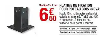 Brico Dépôt Platine De Fixation Pour Poteau Bois «neva» offre