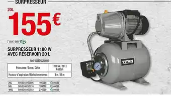 Surpresseur 1100 W Avec Réservoir 20l Titan
