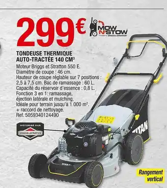 Brico Dépôt Tondeuse Thermique Auto-tractée 140 Cm³ Titan offre