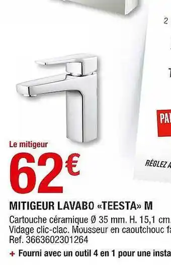 Brico Dépôt Mitigeur Lavabo «teesta» M offre