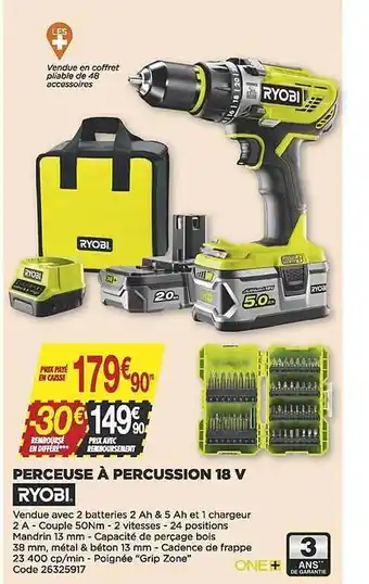 Bricomarché Perceuse à Percussion 18 V Ryobi offre