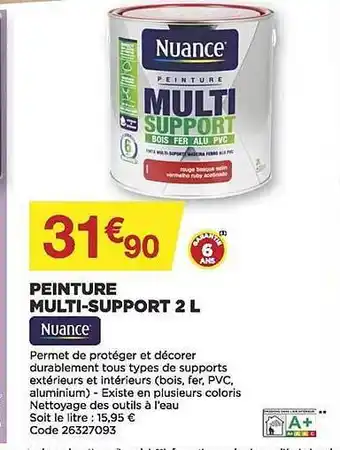 Bricomarché Peinture Multi-support 2l Nuance offre