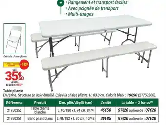 Bricorama Table Pliante offre