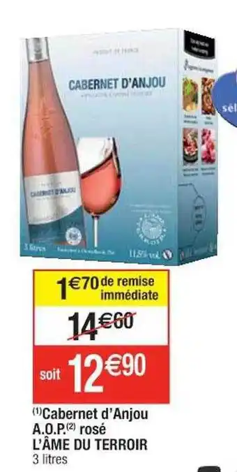 Cora x Carrefour Cabernet D'anjou A.o.p. Rosé Lâme Du Terroir offre