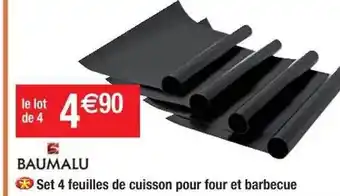 Cora x Carrefour Set 4 Feuilles De Cuisson Pour Four Et Barbecue Baumalu offre