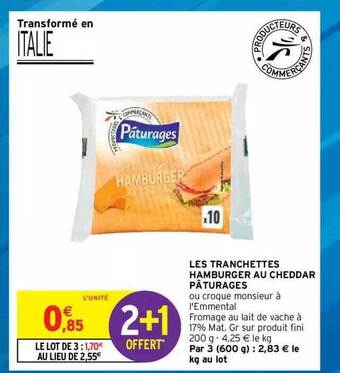 Intermarché Hyper Les Tranchettes Hamburger Au Cheddar Pâturages offre