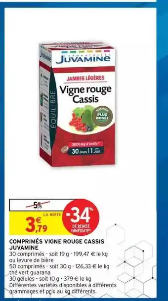 Comprimés Vigne Rouge Cassis Juvamine