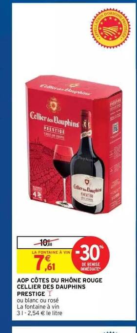 Intermarché Hyper Aop Côtes Du Rhône Rouge Cellier Des Dauphins Prestige offre