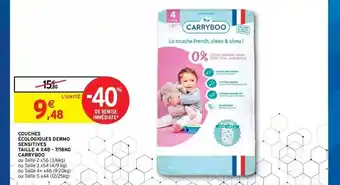 Intermarché Hyper Couches écologiques Dermo Sensitives Taille 4 X 40 - 7-18 Kg Carryboo offre