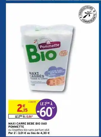 Intermarché Hyper Maxi Carre Bébé Bio X60 Pommette offre