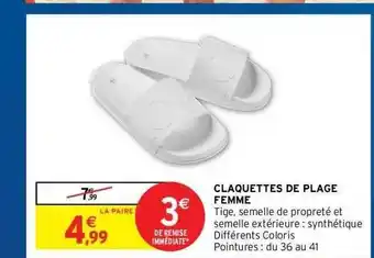 Intermarché Hyper Claquettes De Plage Femme offre