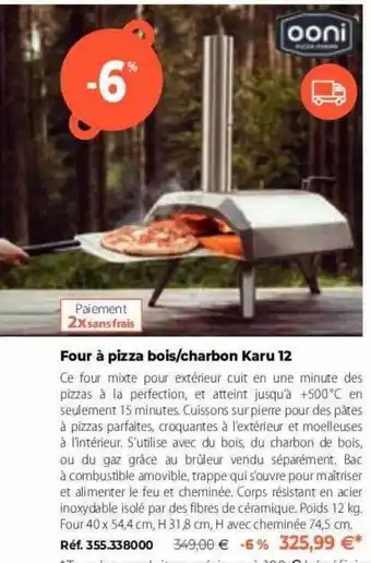 Mathon Four à Pizza Bois-charbon Karu 12 Ooni offre