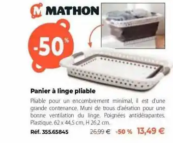 Mathon Panier à Linge Pliable Mathon offre
